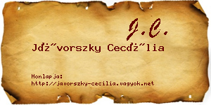 Jávorszky Cecília névjegykártya